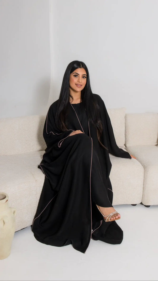Black Three Piece Abaya